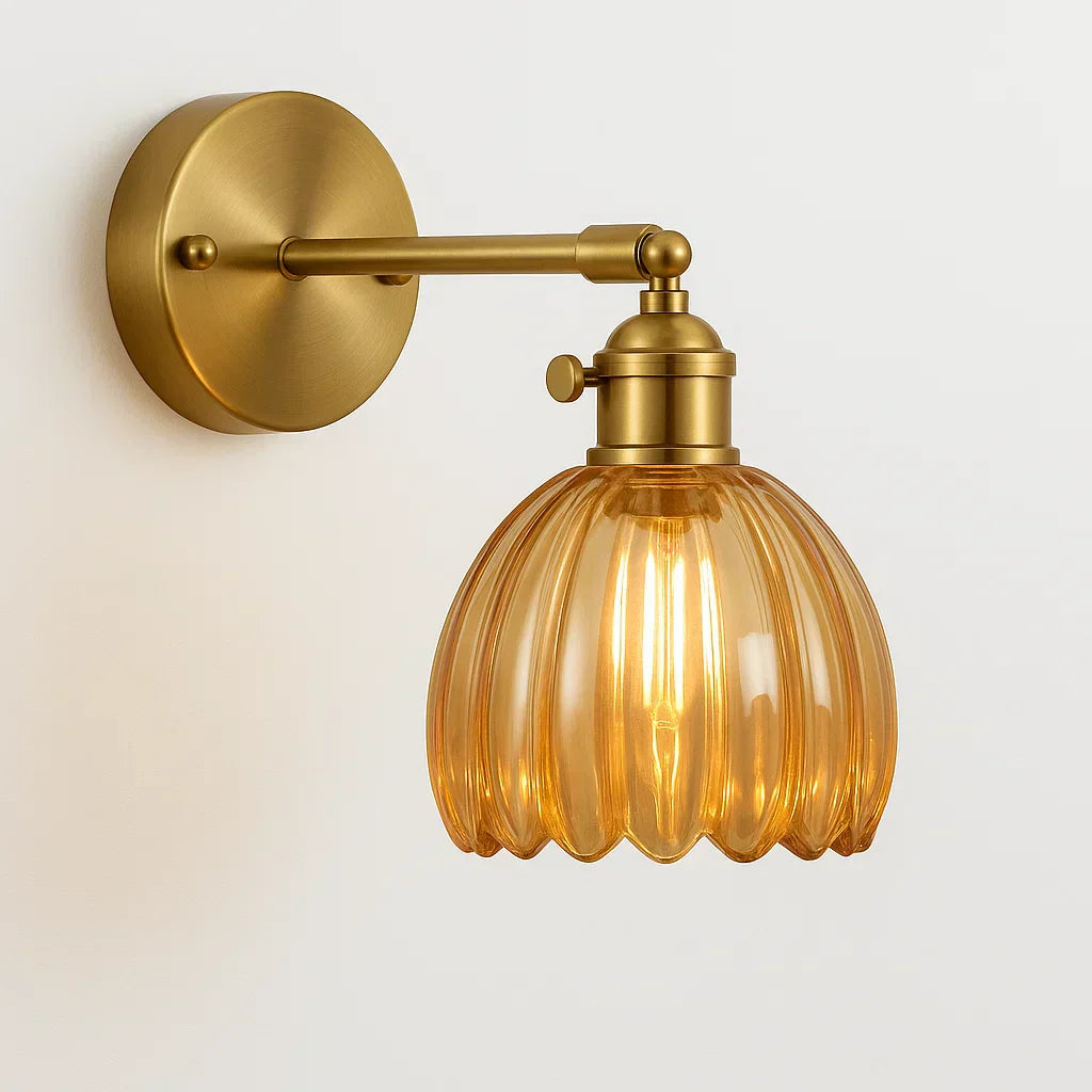 Wandlamp Vintage Bloem Glas Messing Tulpen Design E27 Wandverlichting | Restfield