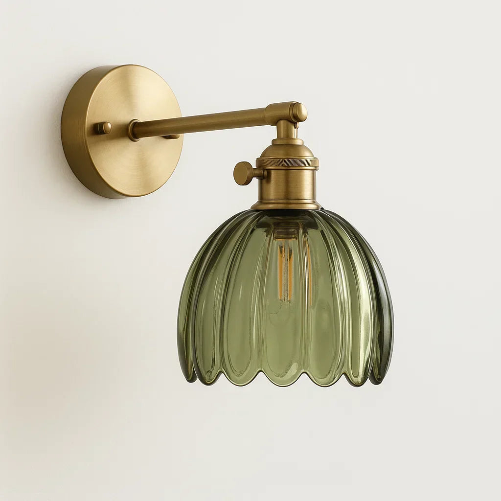 Wandlamp Vintage Bloem Glas Messing Tulpen Design E27 Wandverlichting | Restfield