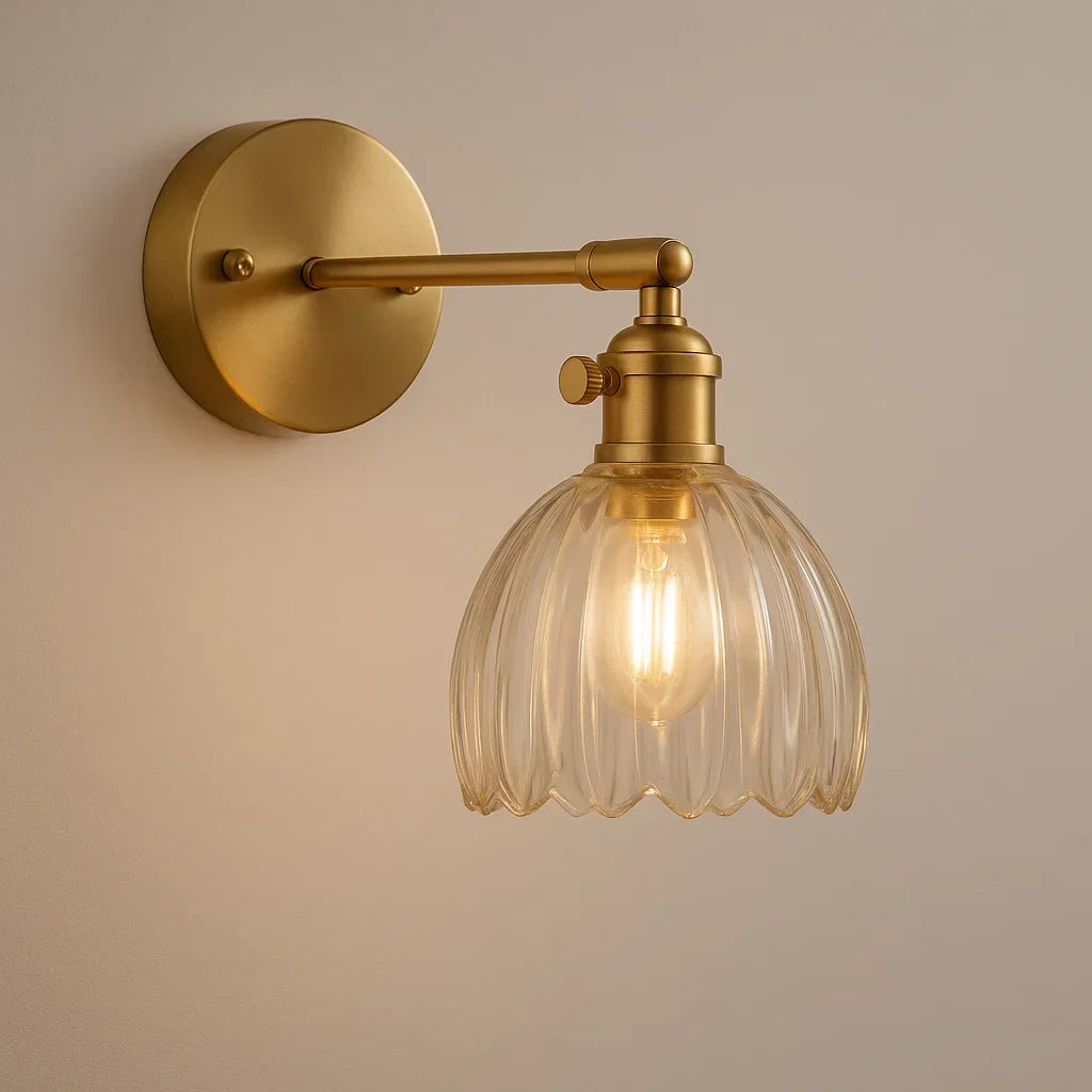 Wandlamp Vintage Bloem Glas Messing Tulpen Design E27 Wandverlichting | Restfield