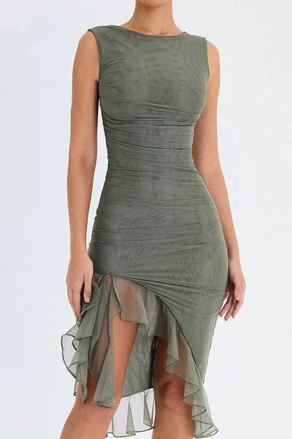 Damen Elegantes Cocktail Sommerkleid | Midi