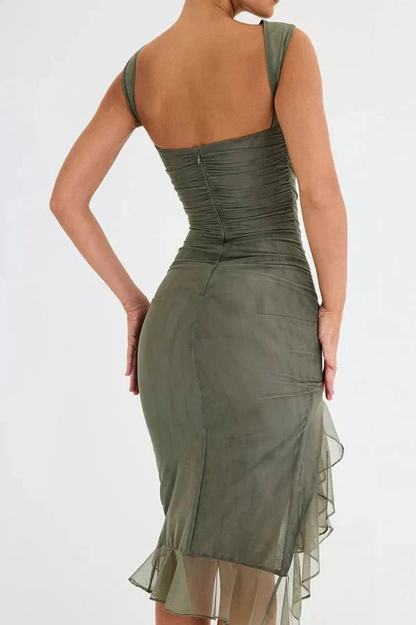 Damen Elegantes Cocktail Sommerkleid | Midi