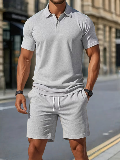 Declan | Textured Polo Shirt and Shorts Set