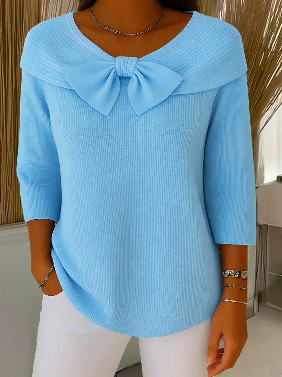 Clara | Pull Élégant avec Nœud en Maille Douce