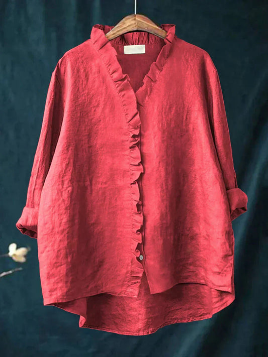 Lily | Bluza od pamuka i lana s volanima