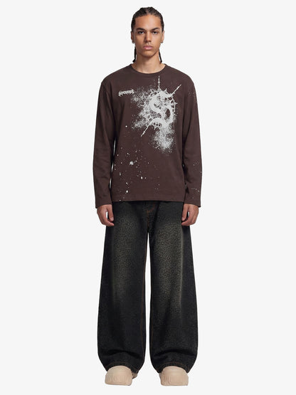 Leopard Print Denim Barrel Jeans
