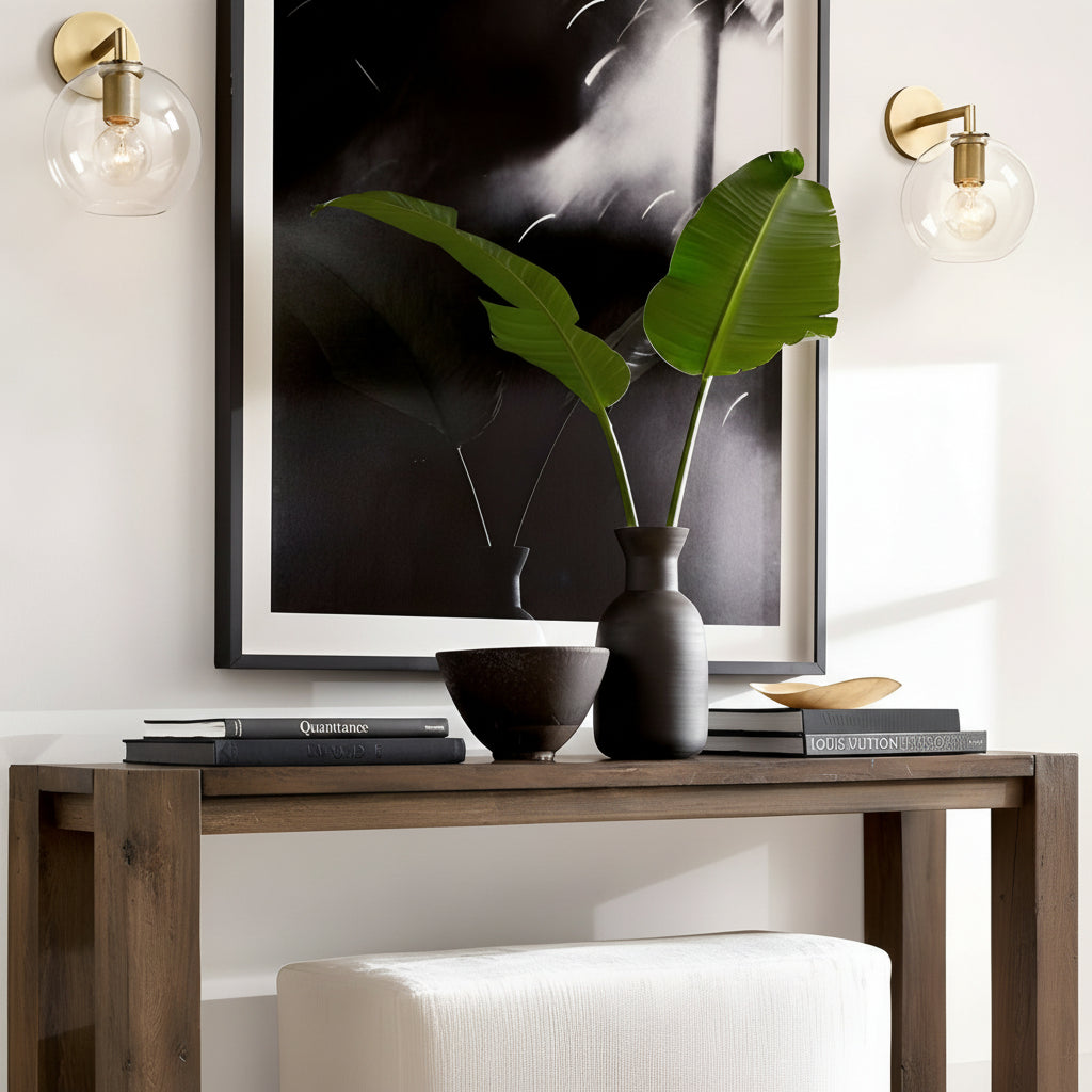 Freyza - LED Wall Sconce Light – Modern Postmodern Gold Glass Minimalist (25x12cm / 9.8x4.7in)