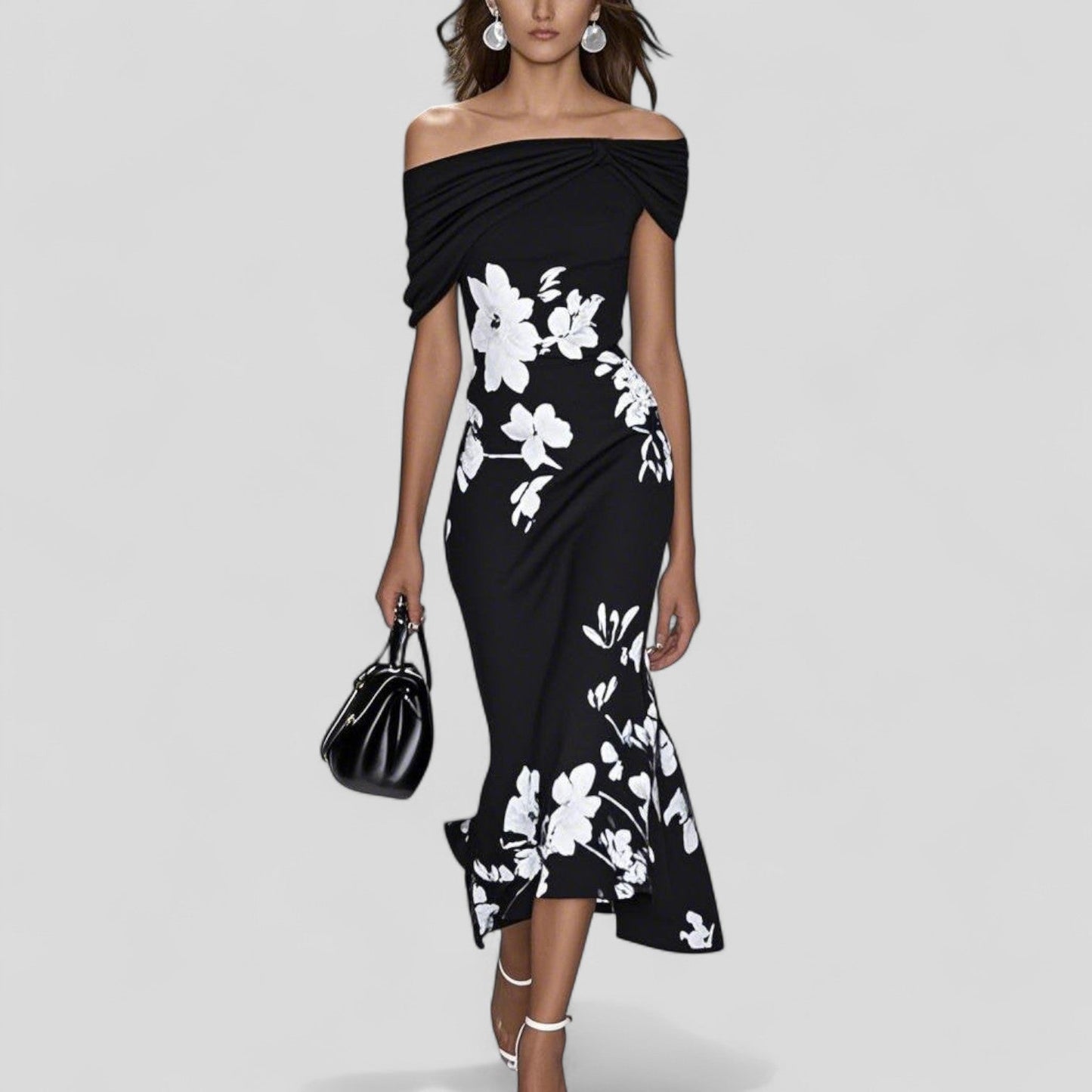 Robe midi femme imprimé élégant coupe fluide style quotidien