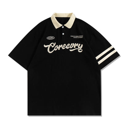 Embroidered Varsity Polo Shirt for Men