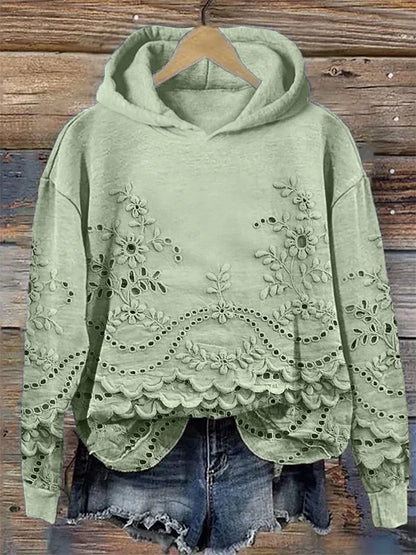 Leenja – Lässiger Kapuzenpullover Mit strukturiertem Blumenmuster