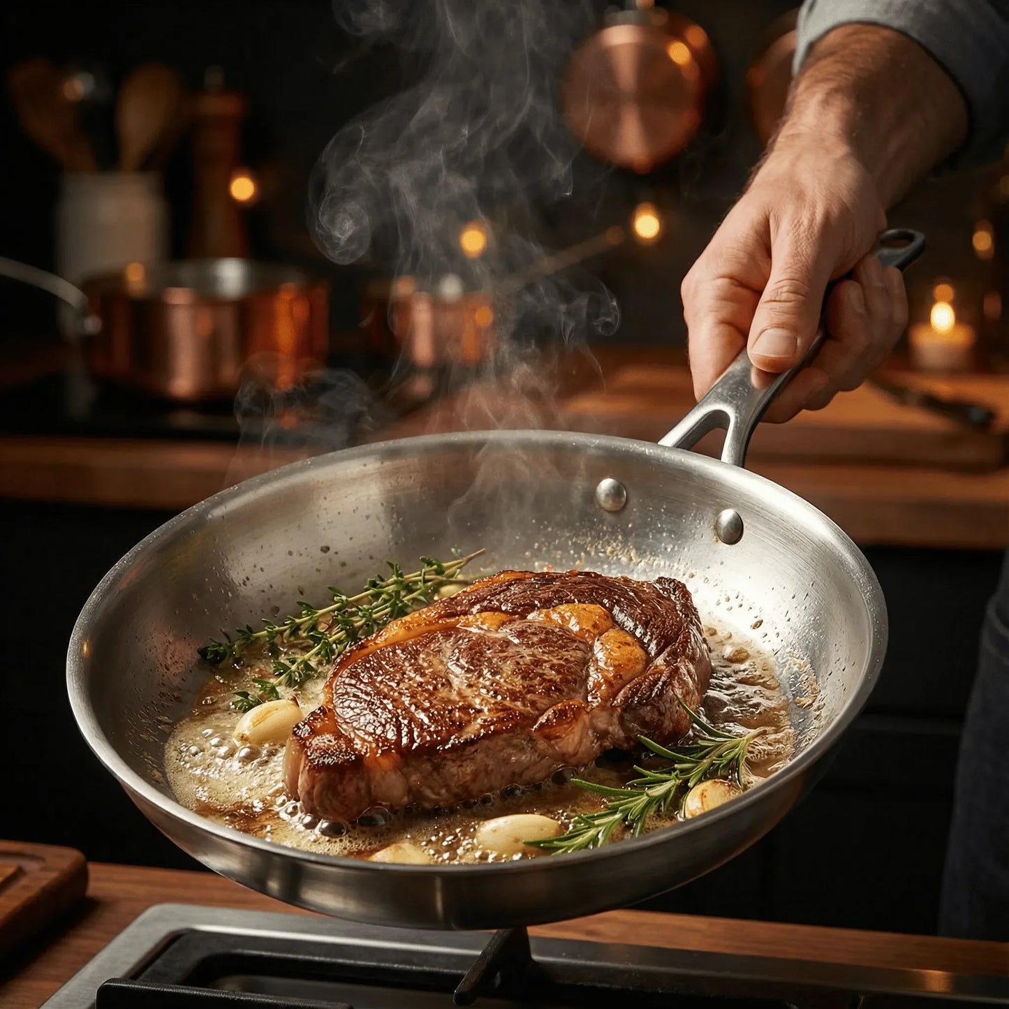 The stainless steel pan