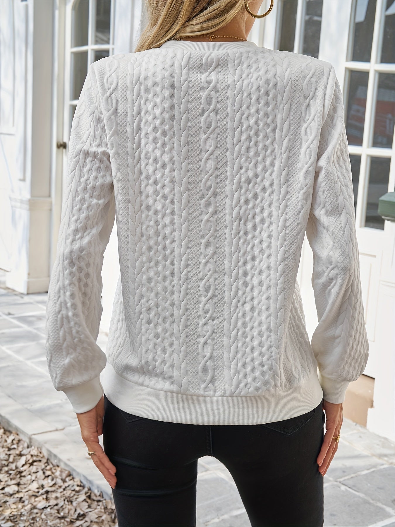 Zip-Up Cable Knit Sweater with Pockets — Practical