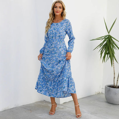 Robe Fleurie Polyvalente en Mousseline pour Femme – Style Élégant à Col Rond