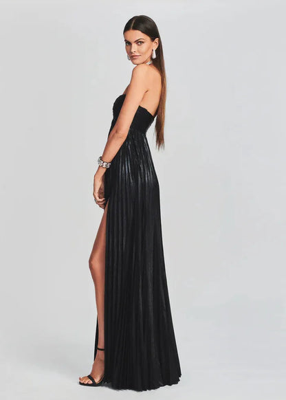 Schickes silbernes trägerloses Kleid für Hochzeit und Abendveranstaltungen
