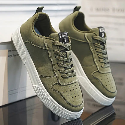 Men's Leather Low Top Sneakers Casual Shoes