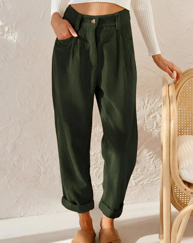 Pantalon droit taille haute pour femme