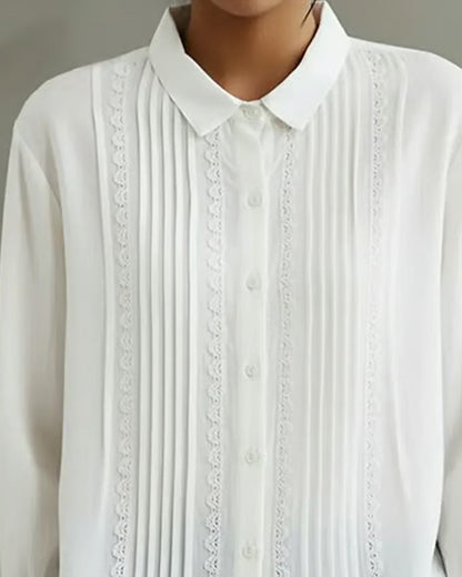 Chemise en coton et lin pour femme – Modèle estival élégant et léger, orné de dentelle