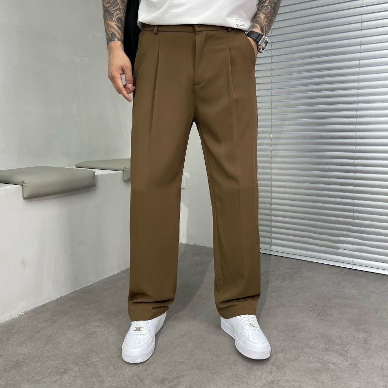 Pantalon Homme Élégant à Jambes Larges – Pantalon de Costume Oversize