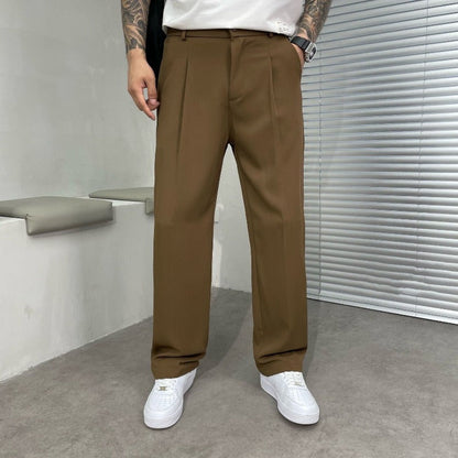 Pantalon Homme Élégant à Jambes Larges – Pantalon de Costume Oversize