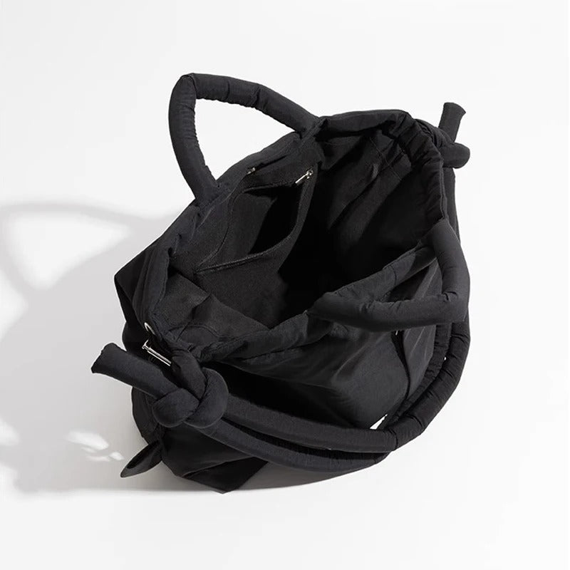 Padded tote bag with knot details