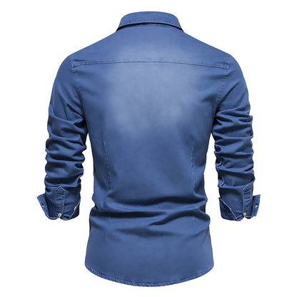 Camicia in denim di cotone da uomo