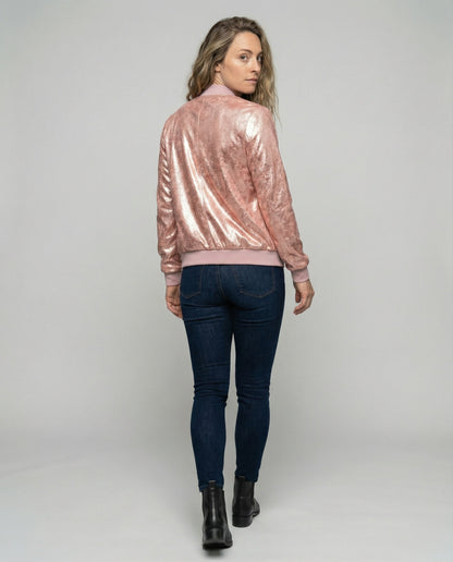 Almira - Shiny Womens Bomber Jacket With Zip