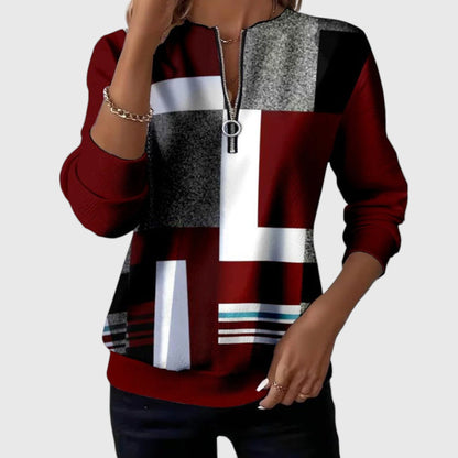 Silje | geometrisk sweatshirt med glidelås