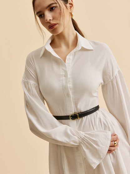 Sleeve Button-Up Shirt Dress Balloon Sleeve Button-Up Shirt Dress | Elegant Relaxed Silhouette | Effortless Day-to-Evening Style | dress