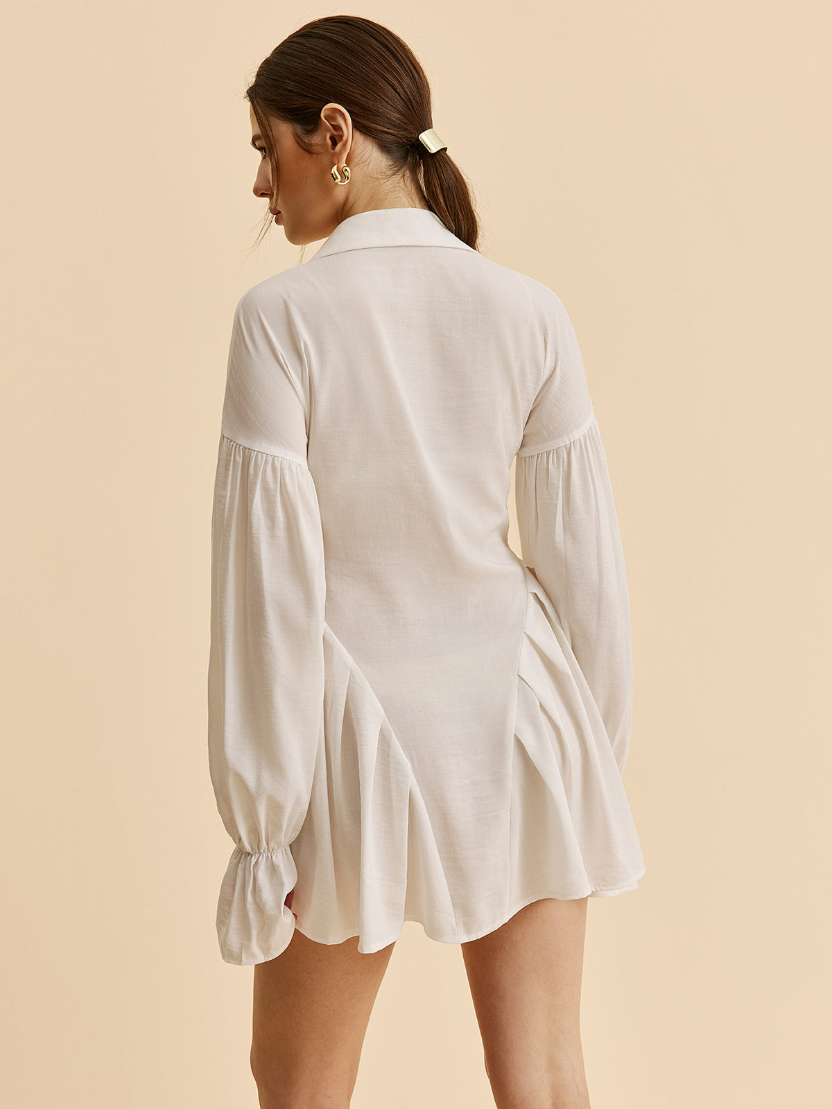 Sleeve Button-Up Shirt Dress Balloon Sleeve Button-Up Shirt Dress | Elegant Relaxed Silhouette | Effortless Day-to-Evening Style | dress