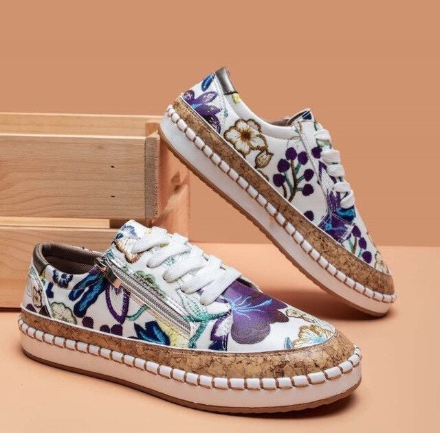Oluchi™ Floral Orthopedic Zipper Sneakers for All-Day Comfort