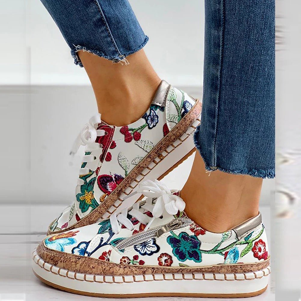 Oluchi™ Floral Orthopedic Zipper Sneakers for All-Day Comfort