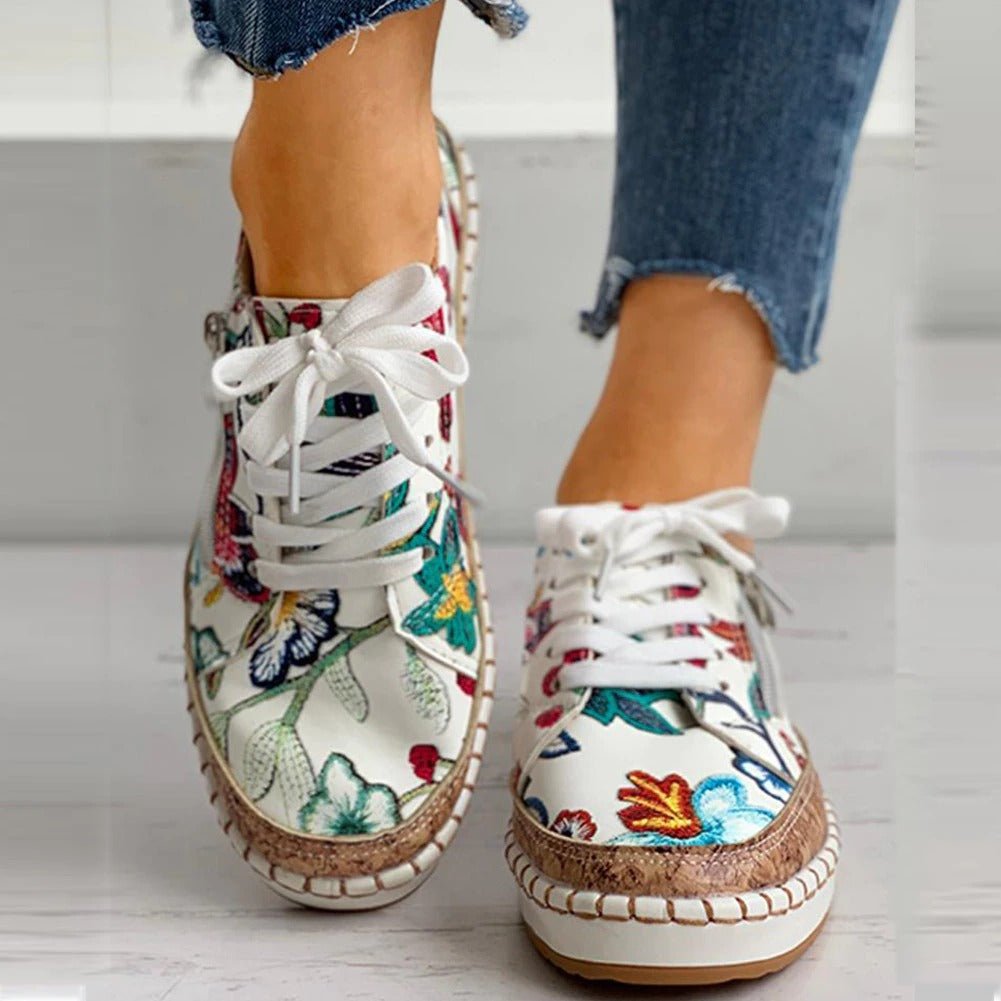 Oluchi™ Floral Orthopedic Zipper Sneakers for All-Day Comfort