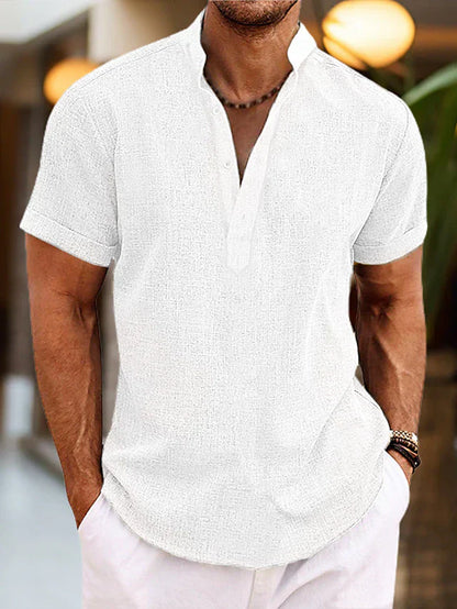 Herren Casual Sommer Henley Shirt | Kurzarm