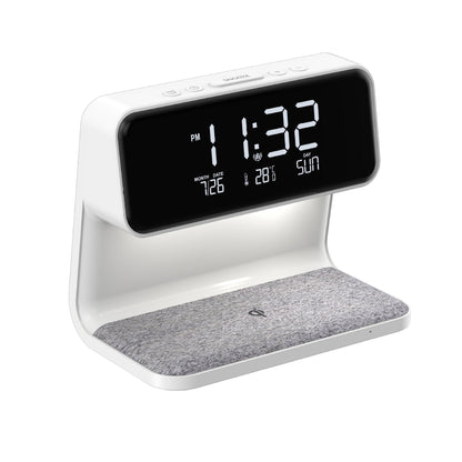 Restfield 3-in-1 Slimme Nachtlamp – Dimbaar, Draadloos Opladen & Wekker