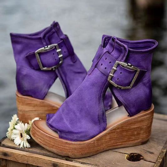 Dawn | Women's Boho Wedge Sandals with Buckle