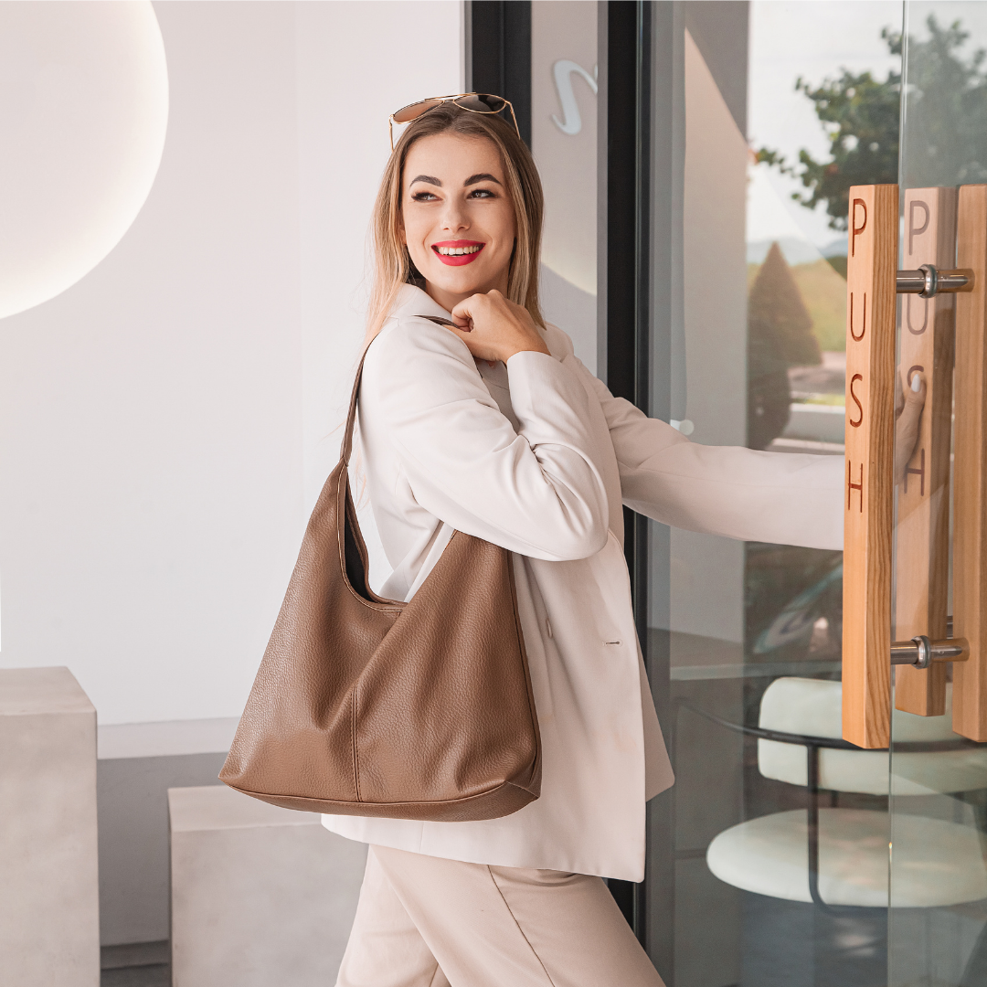 Vegane Leder-Hobo-Tasche mit Schulterriemen