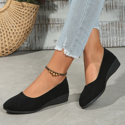 Ballerines Femme à Talon Compensé Confortable et Texture Douce pour Usage Quotidien