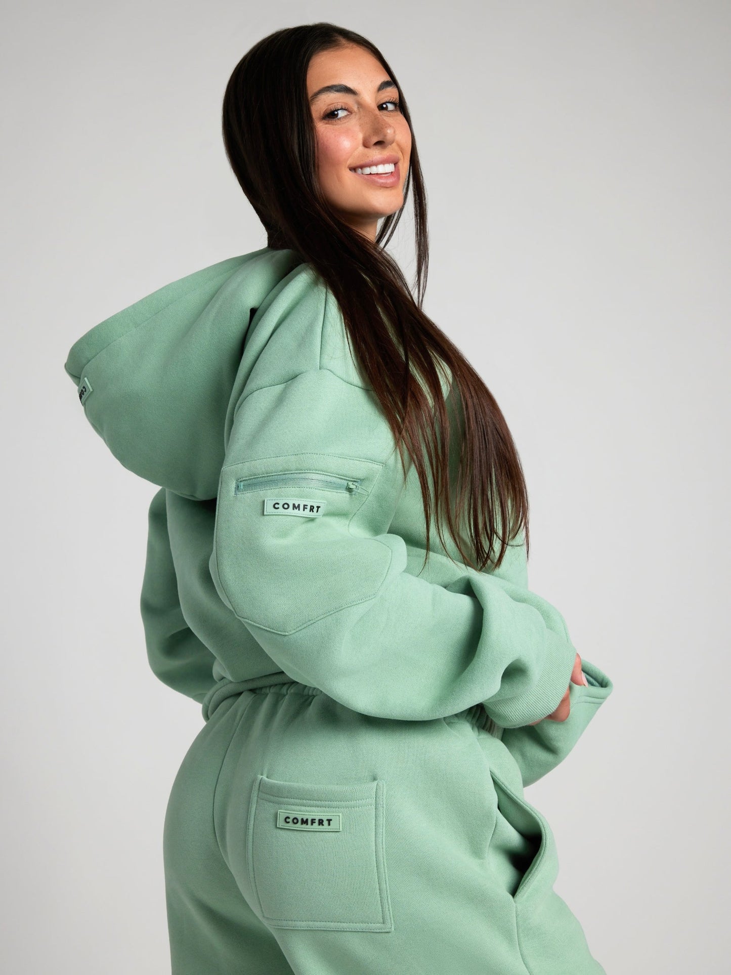 Cozy travel hoodie with airplane mode graphic