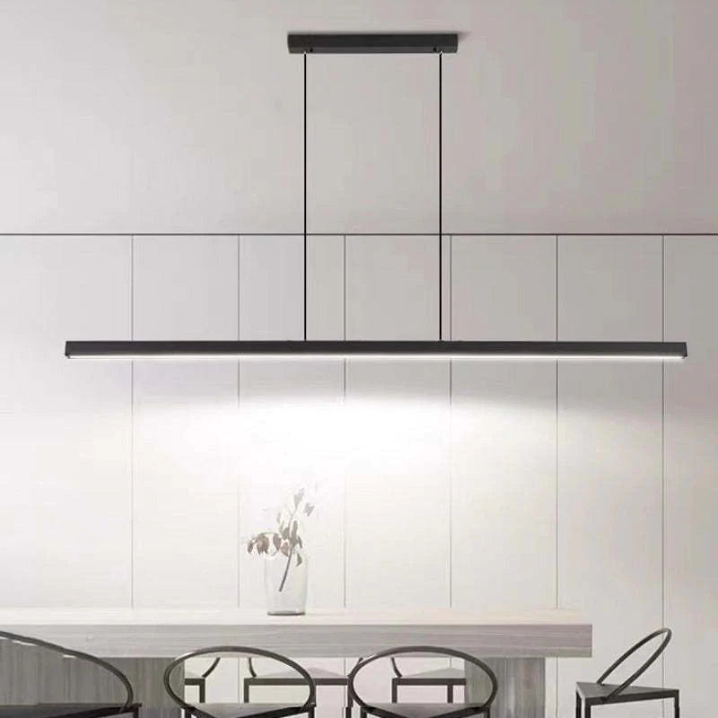 Hanglamp Rechthoekig LED Dimbaar Zwart Bruin Metaal Acryl Eettafel Woonkamer 80-150cm | Restfield