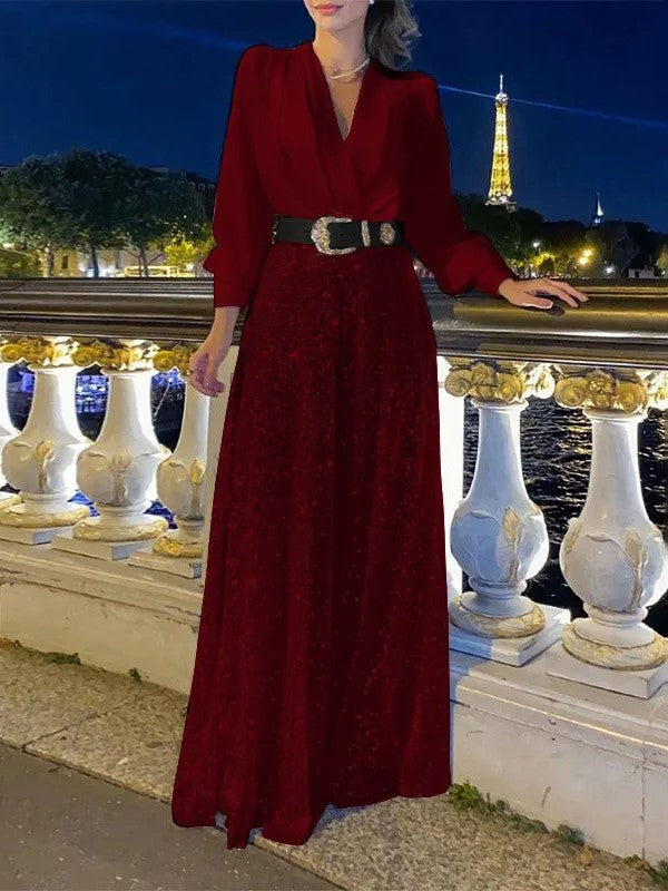Chelsea | Elegante Langarmshirt mit Pailletten-Palazzo-Hose