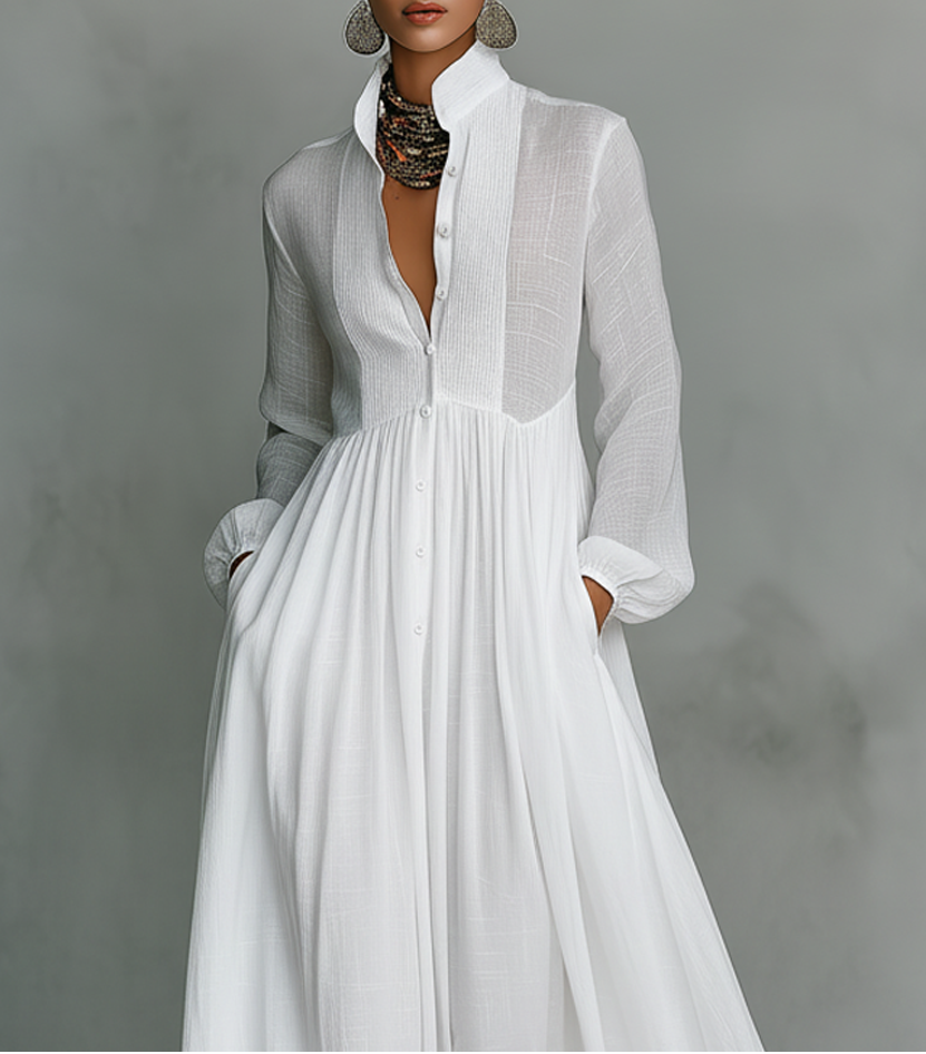 Amelia – Elegancka sukienka maxi z guzikami