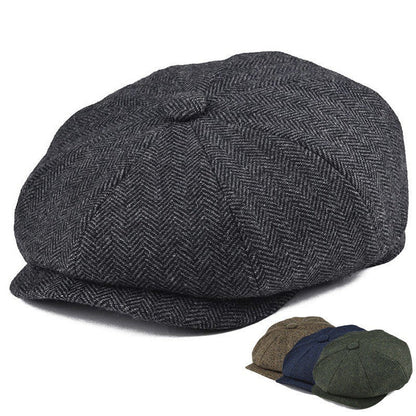 Sterling Vintage™ Wool Twill Newsboy Cap 8 Panel Wool Button