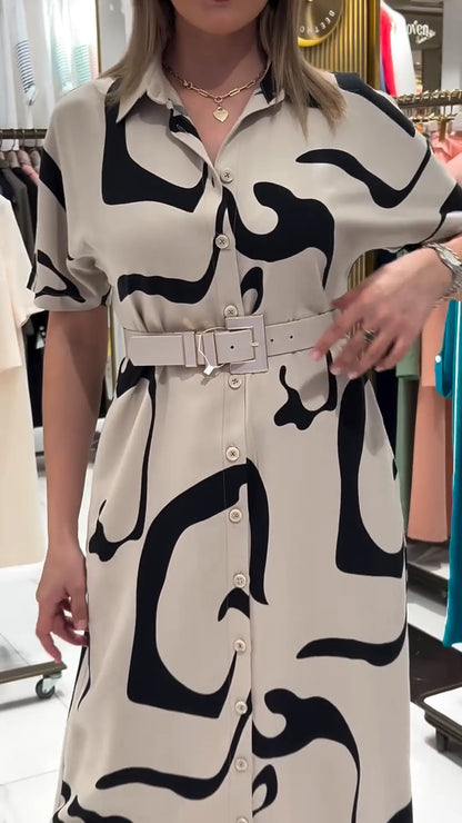 Jolira™ Vestido elegante de cintura ajustada con estampado irregular