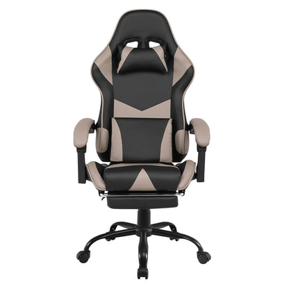 Gaming Stoel met Voetsteun en Verstelbare Rugleuning 135° – Ergonomische Bureaustoel PU Leer met Hoofd- en Lendenkussen | Restfield