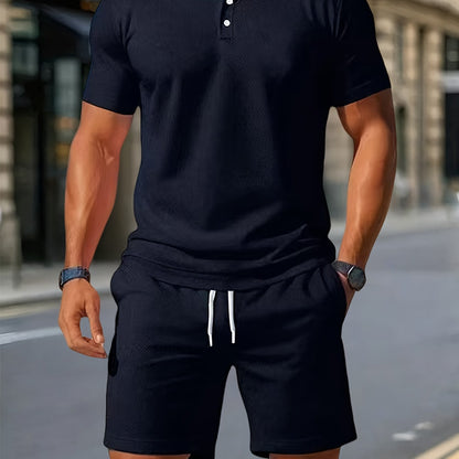 Declan | Textured Polo Shirt and Shorts Set
