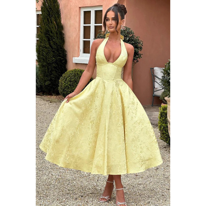 Beate | Damen Midi Kleid Mit Neckholder Für Hochzeit