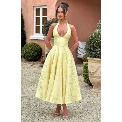 Beate | Damen Midi Kleid Mit Neckholder Für Hochzeit
