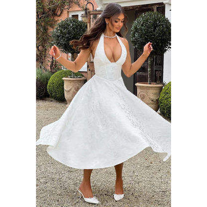 Beate | Damen Midi Kleid Mit Neckholder Für Hochzeit