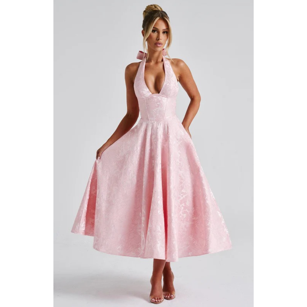 Beate | Damen Midi Kleid Mit Neckholder Für Hochzeit