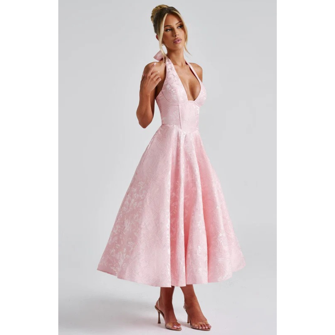 Beate | Damen Midi Kleid Mit Neckholder Für Hochzeit