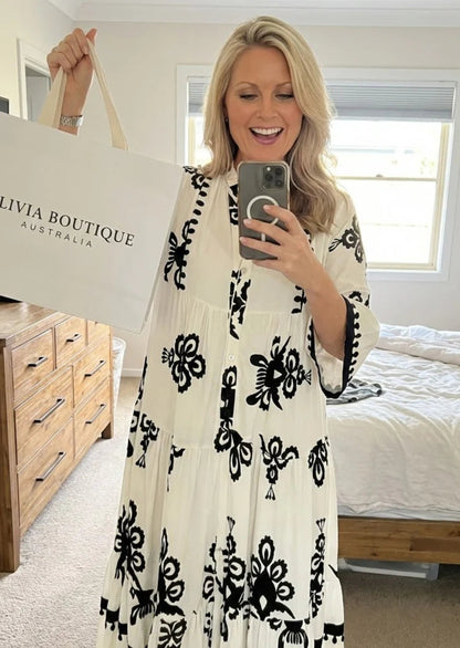 Beatrice Esposito Pleated Maxi Dress - final gallery view of complete pleated maxi look